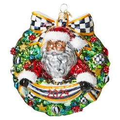 Holiday|MacKenzie-Childs 2024 Black Santa Glass Wreath Ornament