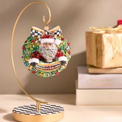 Holiday|MacKenzie-Childs 2024 Black Santa Glass Wreath Ornament