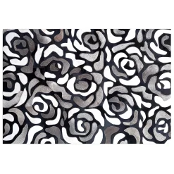 Rugs|MacKenzie-Childs Abstract Roses Hair on Hide Grey 5' x 8' Rug
