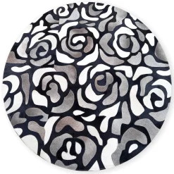 Rugs|MacKenzie-Childs Abstract Roses Hair on Hide Grey 6' Round Rug