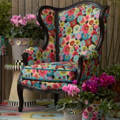 Outdoor|MacKenzie-Childs Always Flowers Outdoor Wing Chair
