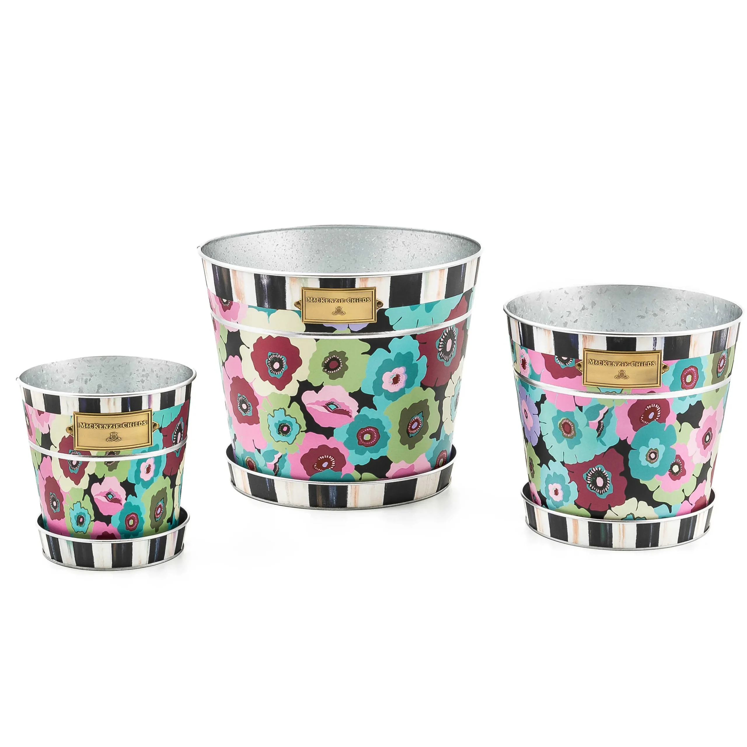 Spring|Greenery & Florals|MacKenzie-Childs Always Flowers Pots Saucers, Set of 3