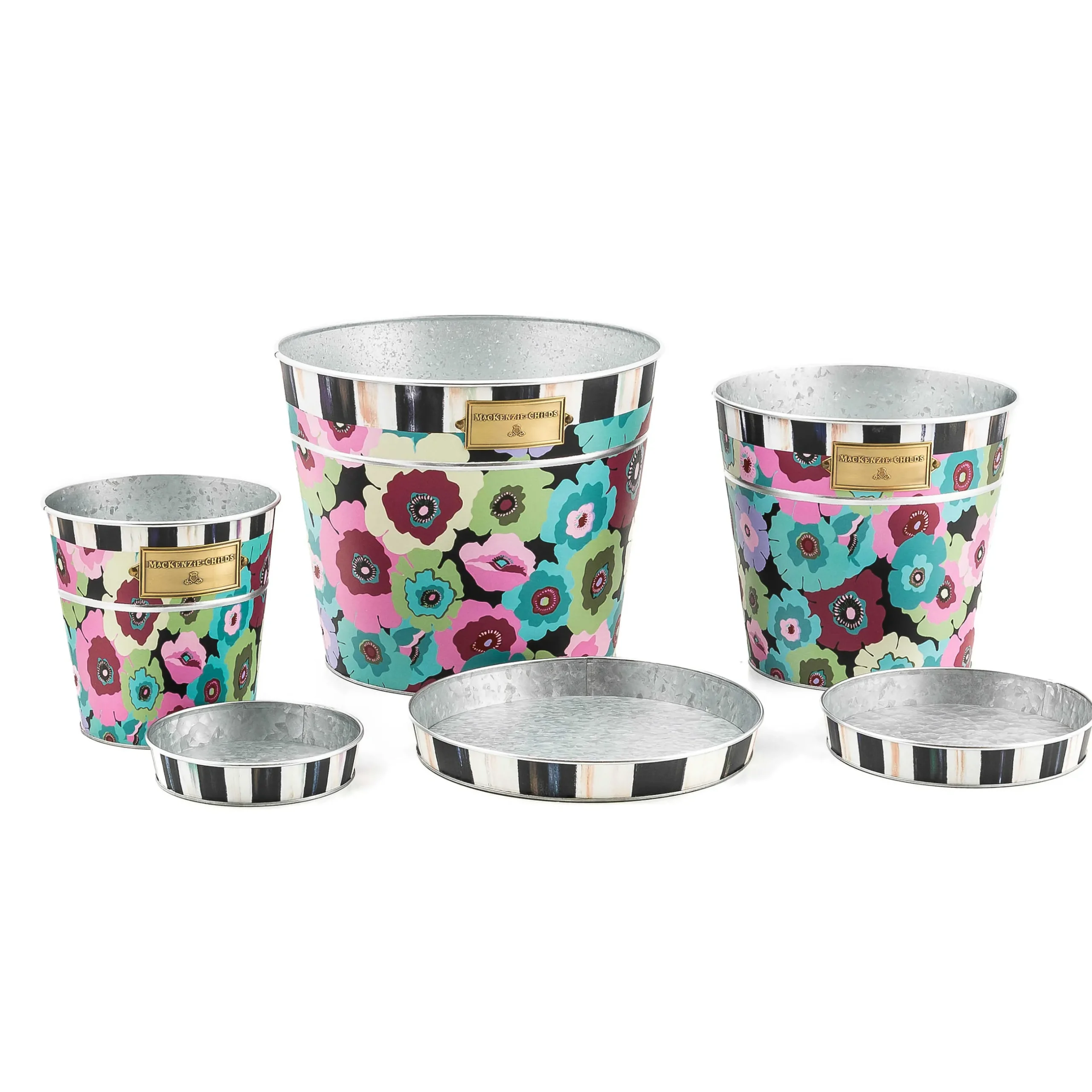 Spring|Greenery & Florals|MacKenzie-Childs Always Flowers Pots Saucers, Set of 3