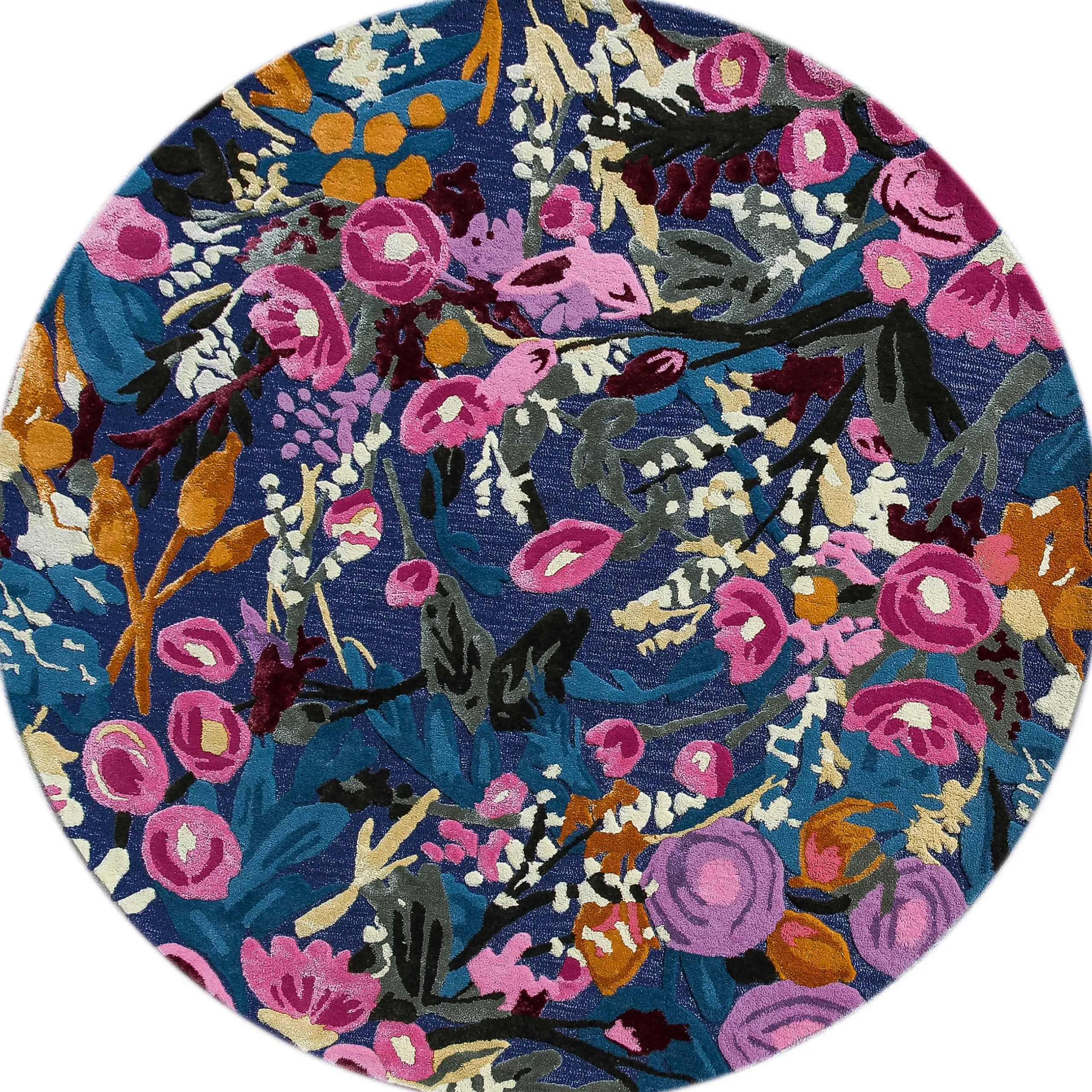Spring|Rugs|MacKenzie-Childs Aurora Floral Royal 6' Round Rug