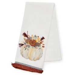 Pumpkins|Fall Entertaining|MacKenzie-Childs Autumn Frost Pumpkin Applique Dish Towel