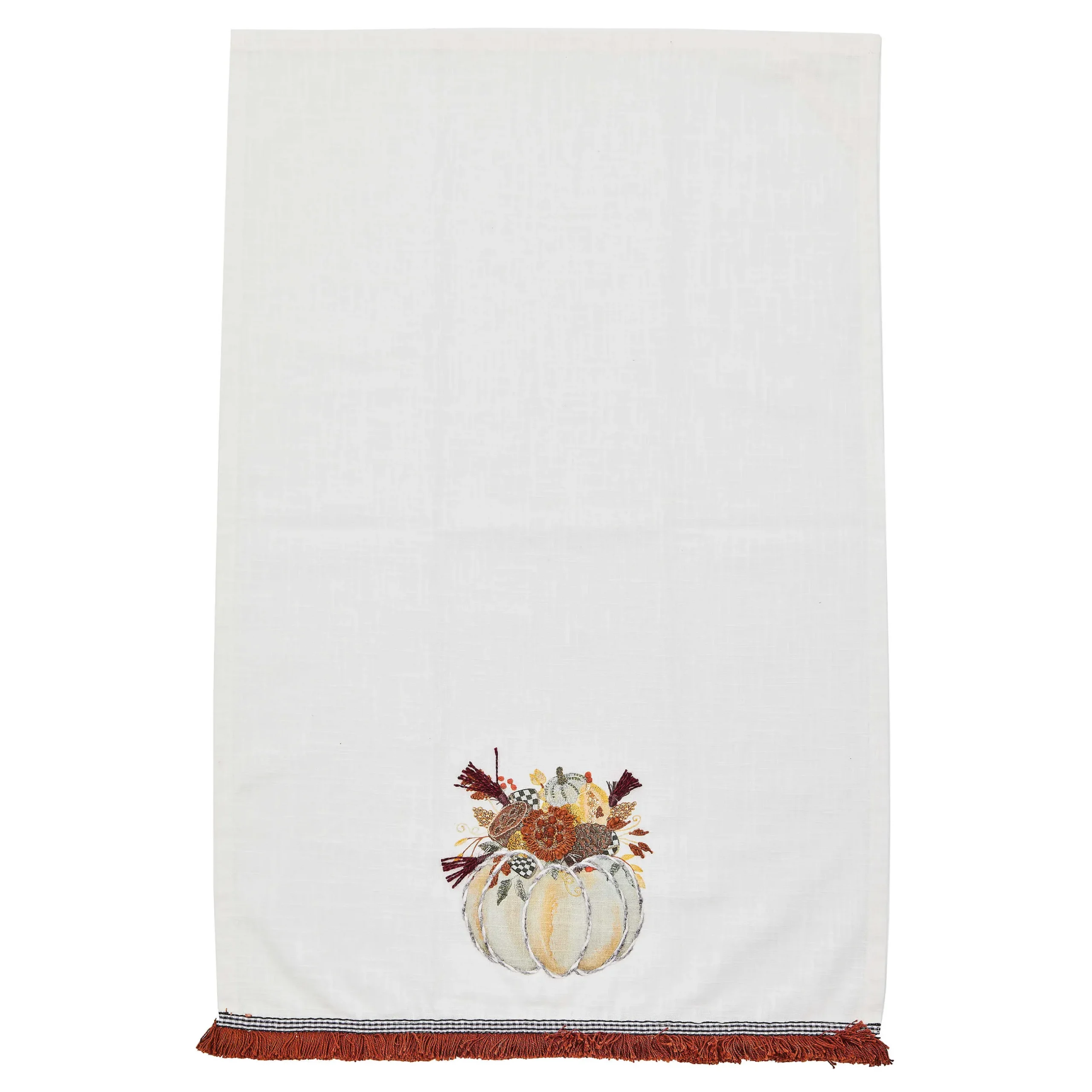 Pumpkins|Fall Entertaining|MacKenzie-Childs Autumn Frost Pumpkin Applique Dish Towel