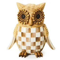 The Fall Shop|Room Accents|MacKenzie-Childs Autumnology Check Basket Weave Owl Figurine