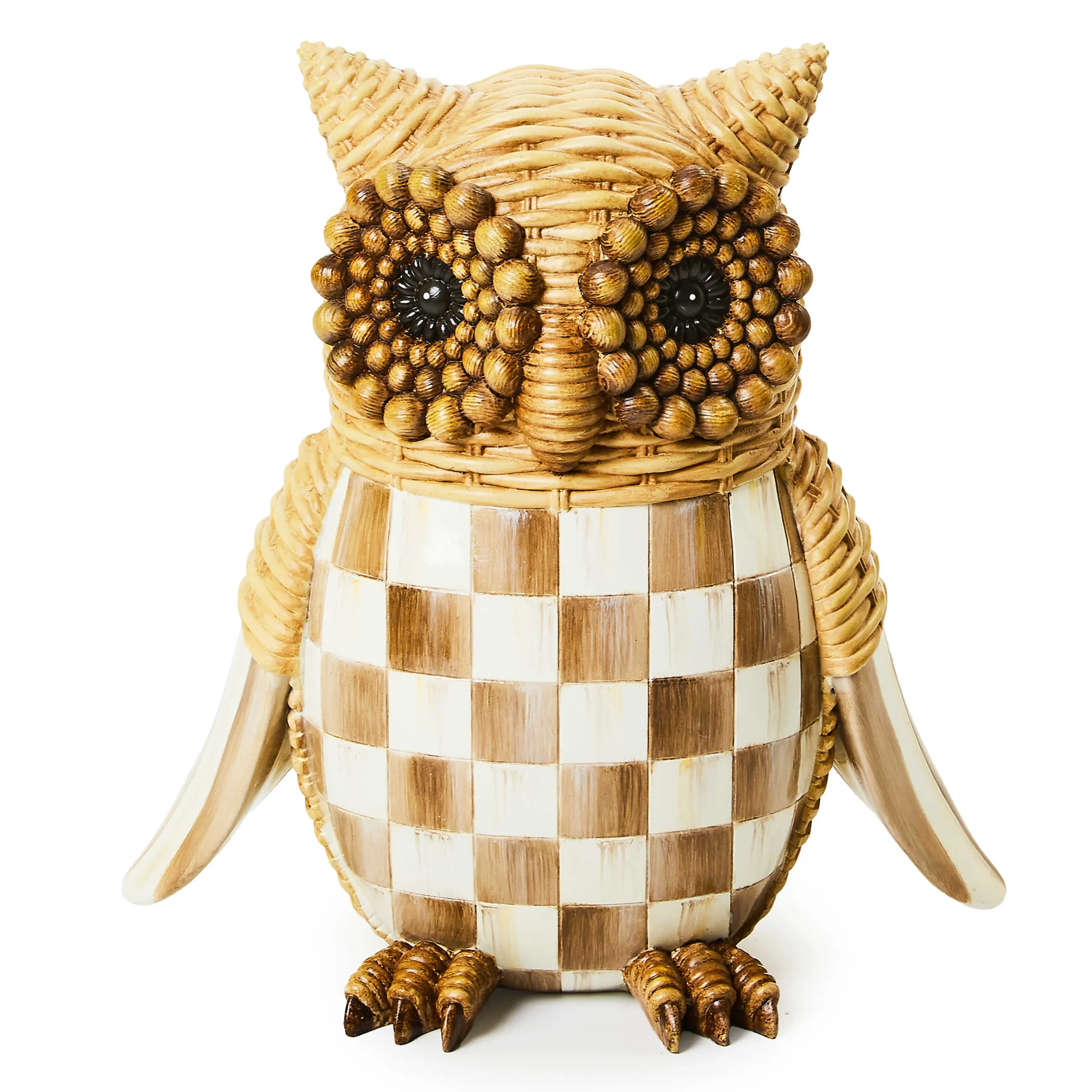 The Fall Shop|Room Accents|MacKenzie-Childs Autumnology Check Basket Weave Owl Figurine