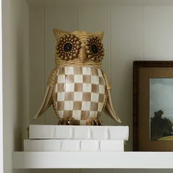 The Fall Shop|Room Accents|MacKenzie-Childs Autumnology Check Basket Weave Owl Figurine