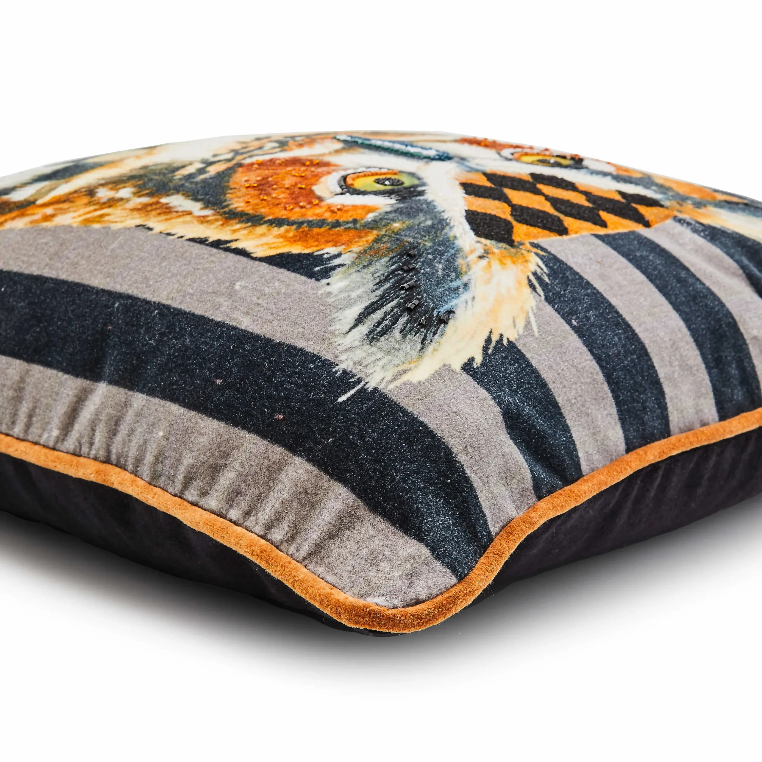 Pillows, Throws, & Cushions|MacKenzie-Childs Autumnology Check Owl Throw Pillow