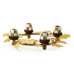The Fall Shop|Candles & Fragrances|MacKenzie-Childs Autumnology Gold Leaf Ring Candle Holder