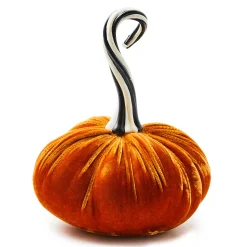 Pumpkins|The Halloween Shop|MacKenzie-Childs Autumnology Orange Twisted Stem Velvet Pumpkin