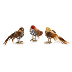 The Fall Shop|Room Accents|MacKenzie-Childs Autumnology Velvet Check Birds, Set of 3