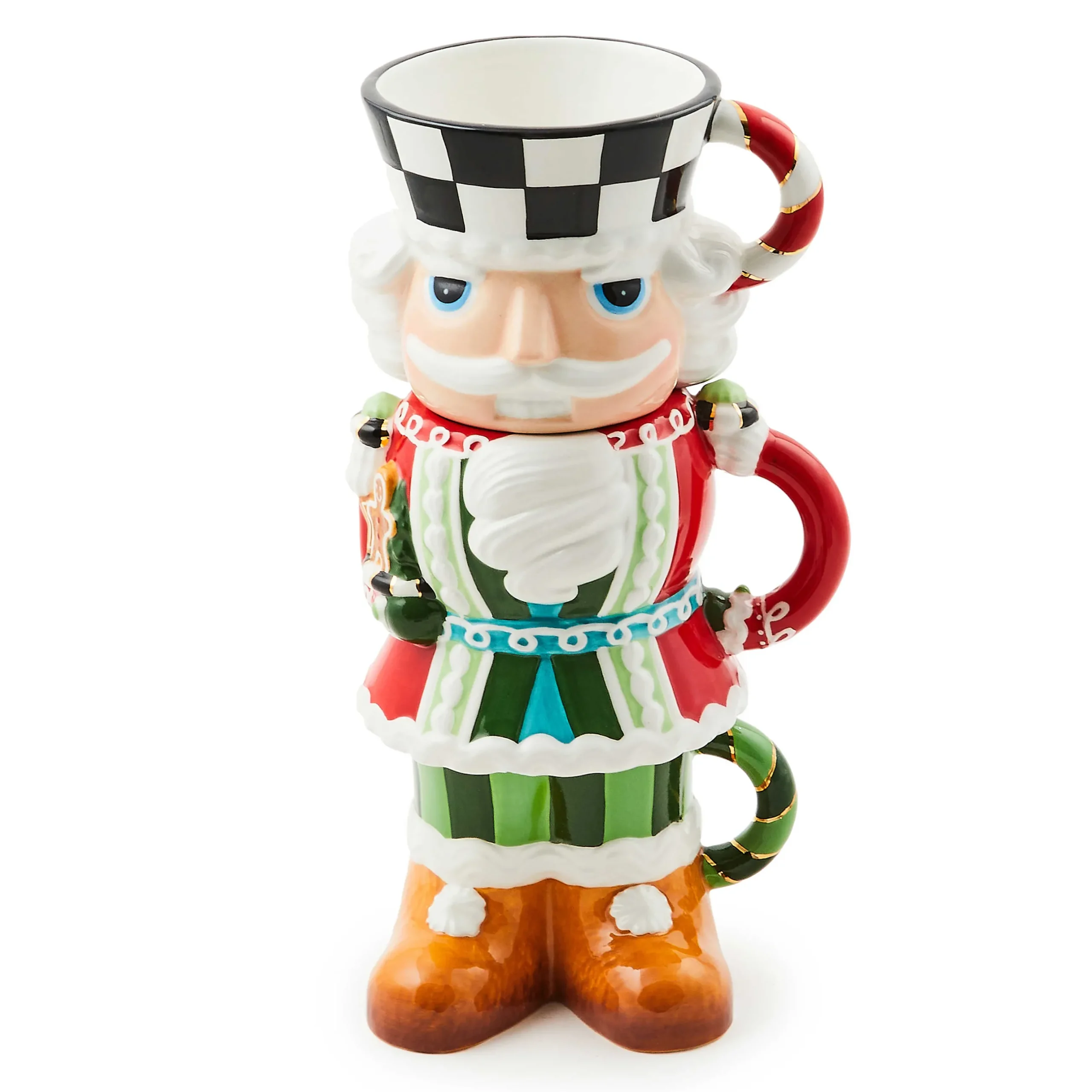 Holiday|Drinkware|MacKenzie-Childs Bake Shop Nutcracker Stacking Mugs, Set of 3