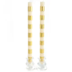 Candles & Fragrances|Table Accessories|MacKenzie-Childs Bands Gold Dinner Candles, Set of 2