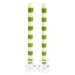 Easter|Spring|MacKenzie-Childs Bands Green Dinner Candles, Set of 2