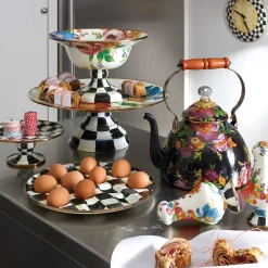 Tea Kettles|MacKenzie-Childs Black Flower Market 3 Quart Tea Kettle