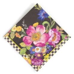 Bar Entertaining|MacKenzie-Childs Black Flower Market Cocktail Paper Napkins