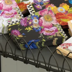 Bar Entertaining|MacKenzie-Childs Black Flower Market Cocktail Paper Napkins