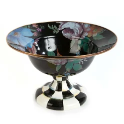 Serveware|MacKenzie-Childs Black Flower Market Large Compote