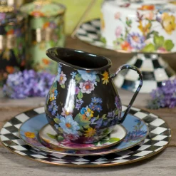Bar Entertaining|Serveware|MacKenzie-Childs Black Flower Market Pitcher