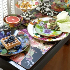 Table Accessories|Kitchen & Table Linens|MacKenzie-Childs Black Flower Market Placemats, Set of 4