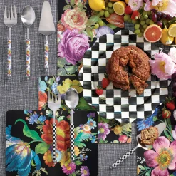 Table Accessories|Kitchen & Table Linens|MacKenzie-Childs Black Flower Market Placemats, Set of 4