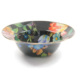 Serveware|MacKenzie-Childs Black Flower Market Serving Bowl