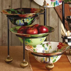 Serveware|MacKenzie-Childs Black Flower Market Serving Bowl