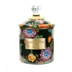 Room Accents|Kitchen Storage & Organization|MacKenzie-Childs Black Flower Market Small Canister