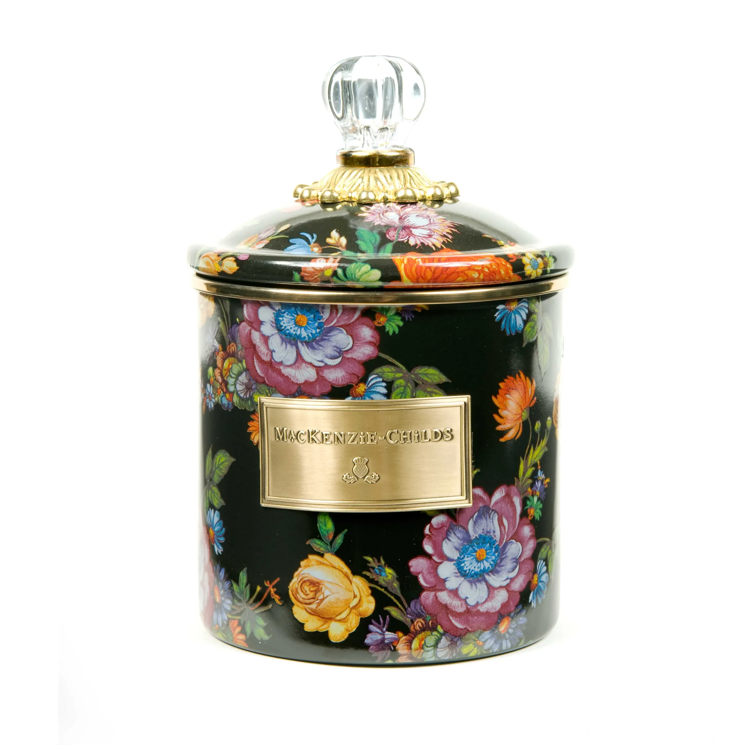 Room Accents|Kitchen Storage & Organization|MacKenzie-Childs Black Flower Market Small Canister