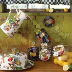 Room Accents|Kitchen Storage & Organization|MacKenzie-Childs Black Flower Market Small Canister