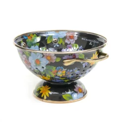 Kitchen Utensils & Tools|MacKenzie-Childs Black Flower Market Small Colander