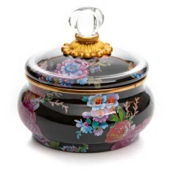 Bath & Bath Accessories|Room Accents|MacKenzie-Childs Black Flower Market Squashed Pot
