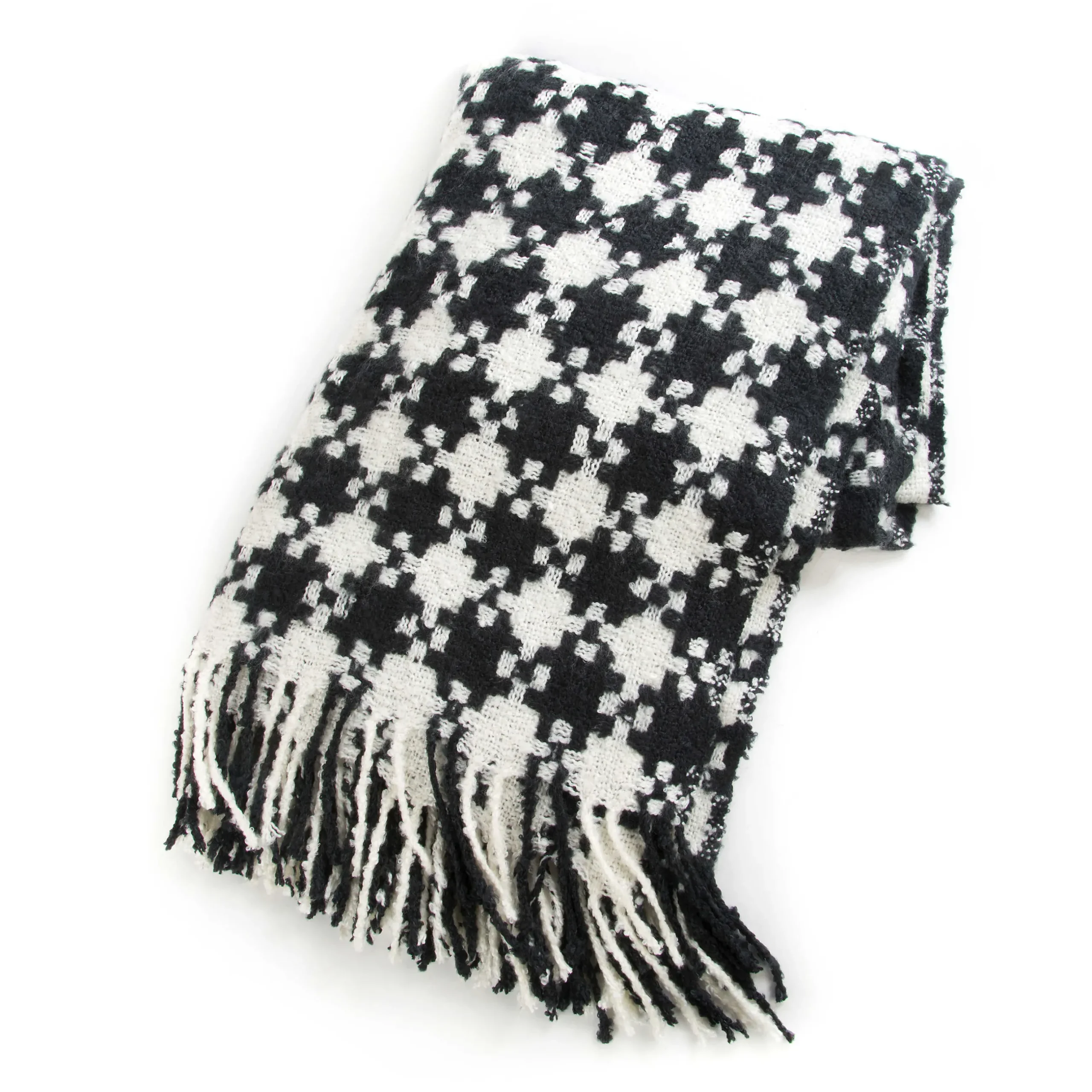Pillows, Throws, & Cushions|MacKenzie-Childs Black Ivory Houndstooth Throw