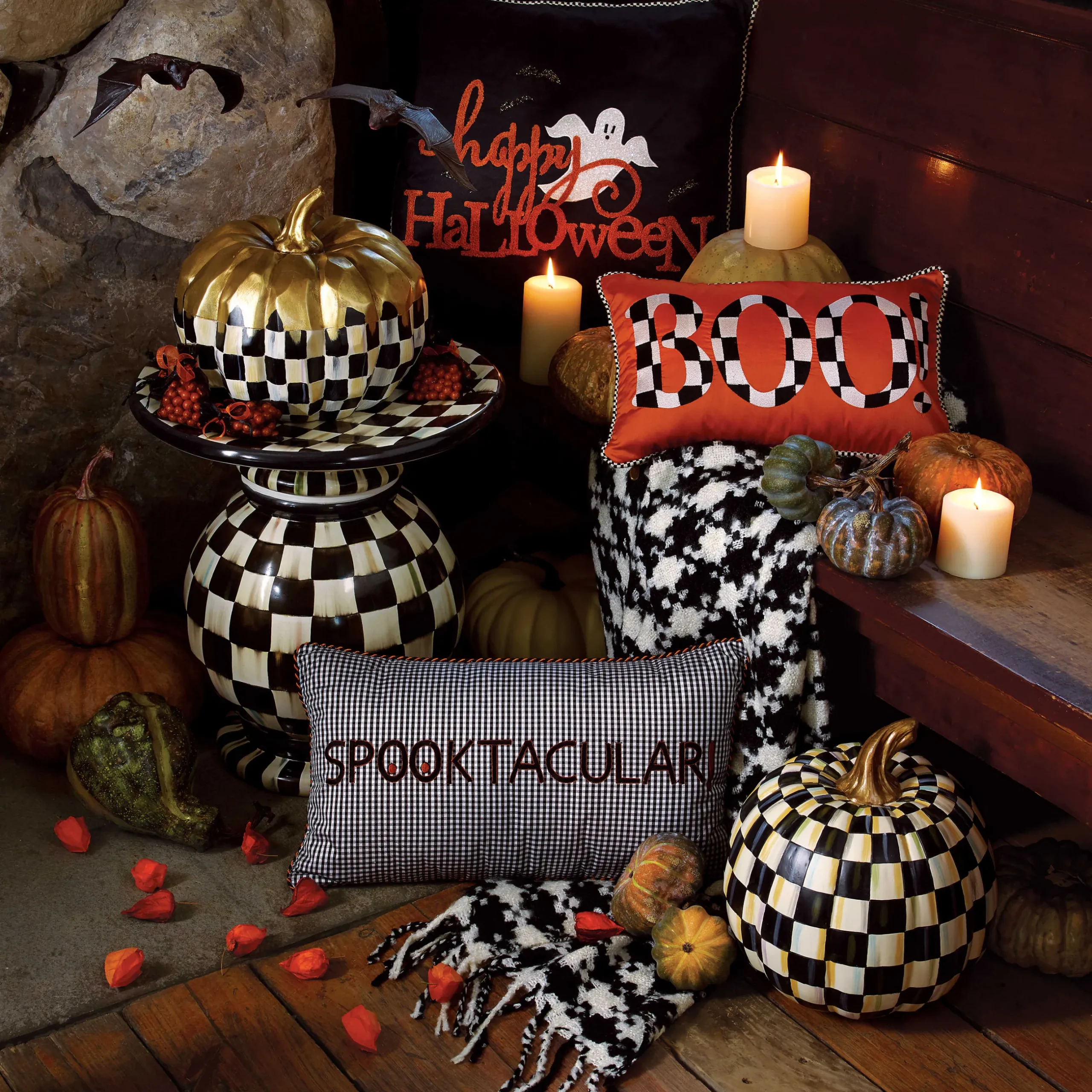 Pillows, Throws, & Cushions|MacKenzie-Childs Black Ivory Houndstooth Throw