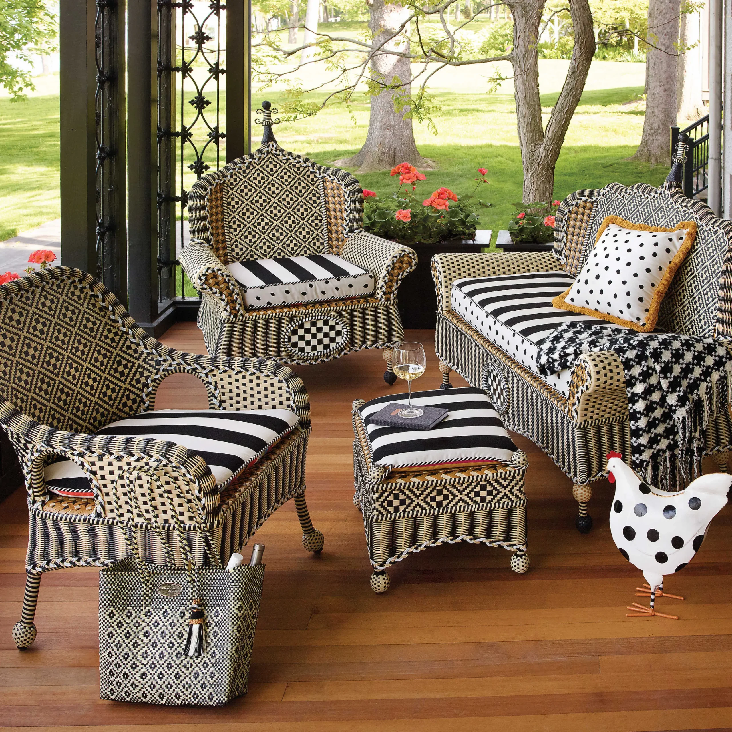 Pillows, Throws, & Cushions|MacKenzie-Childs Black Ivory Houndstooth Throw
