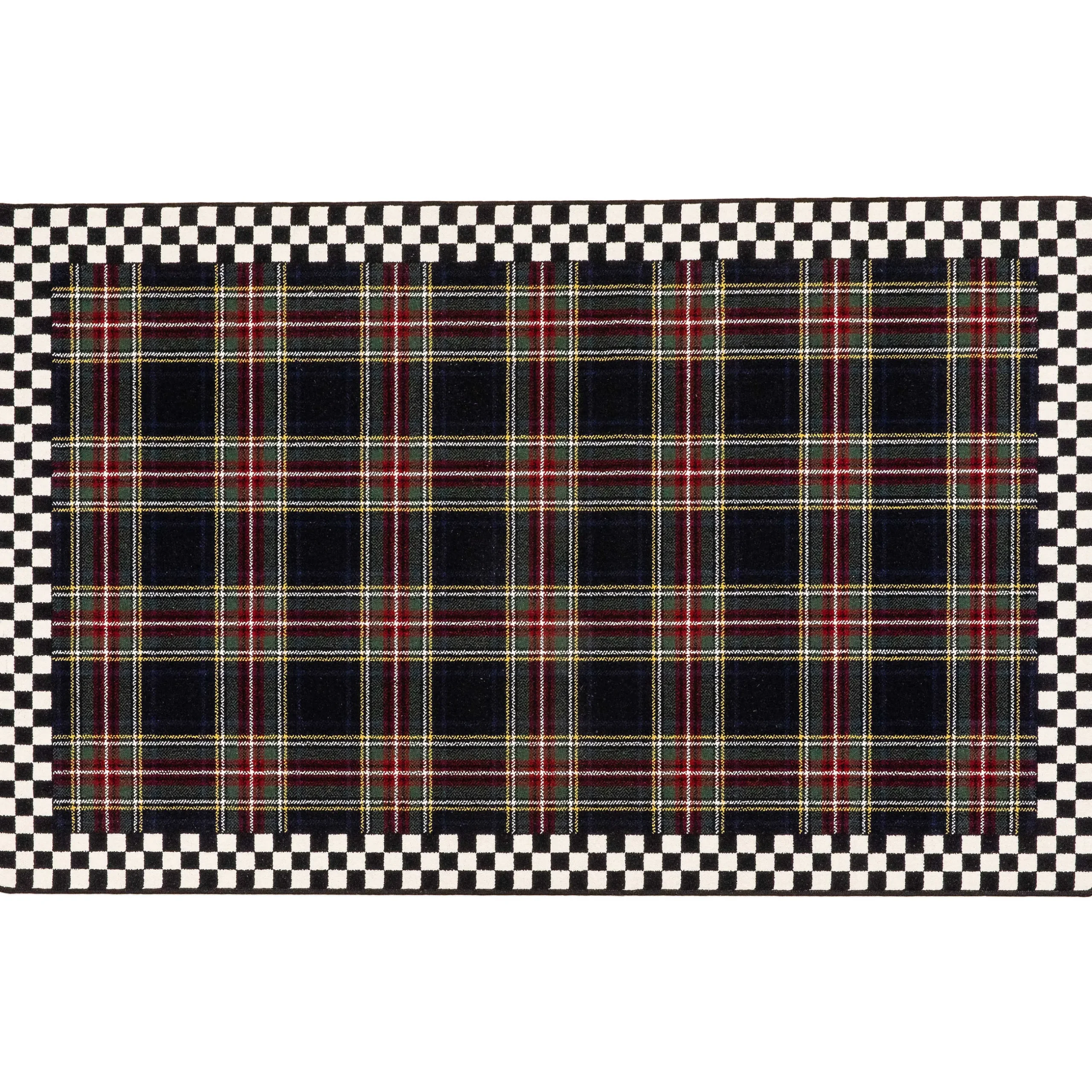 Holiday|Rugs|MacKenzie-Childs Black Stewart Tartan Rug - 5'1 x 8'2