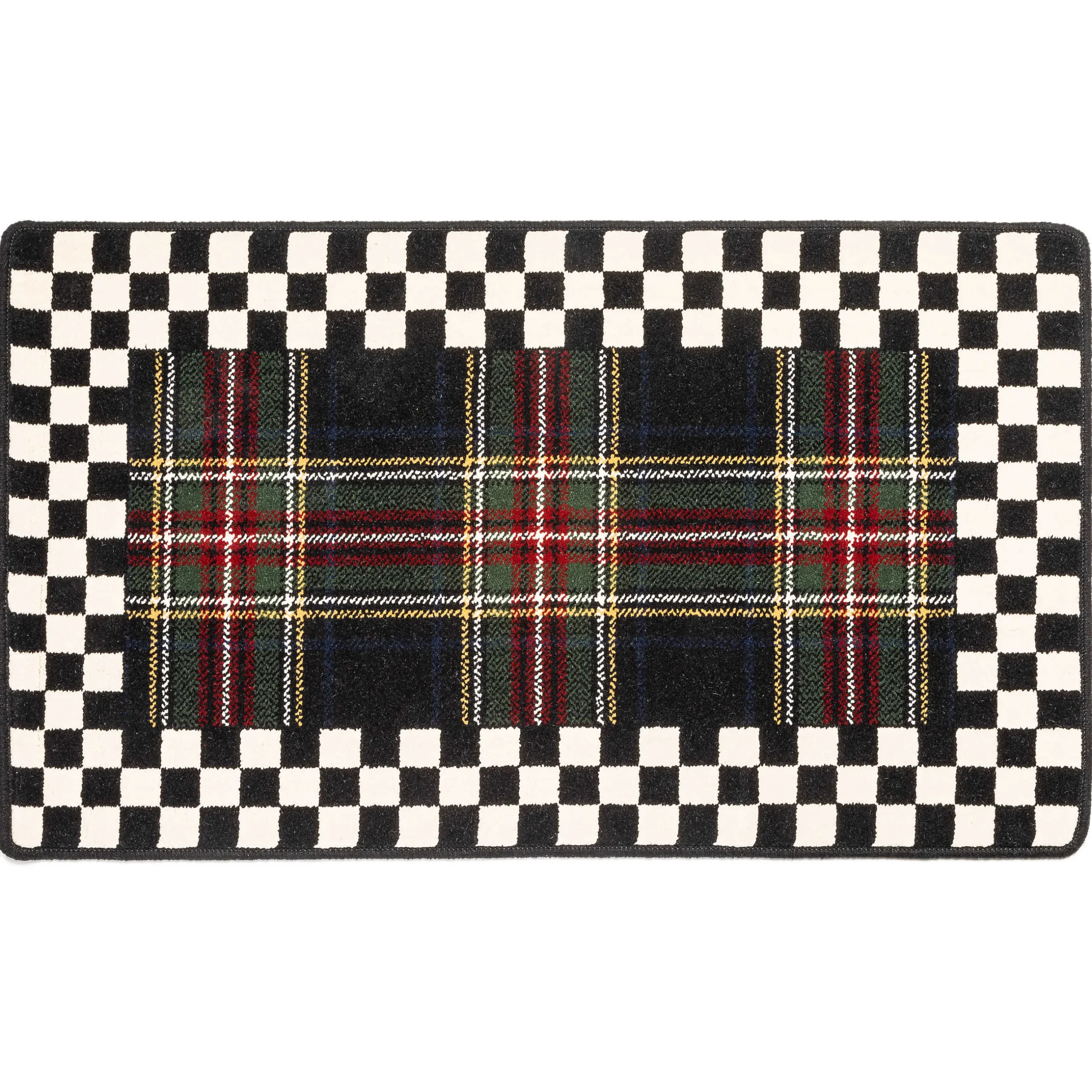 Holiday|Rugs|MacKenzie-Childs Black Stewart Tartan Rug - 2'3 x 3'9