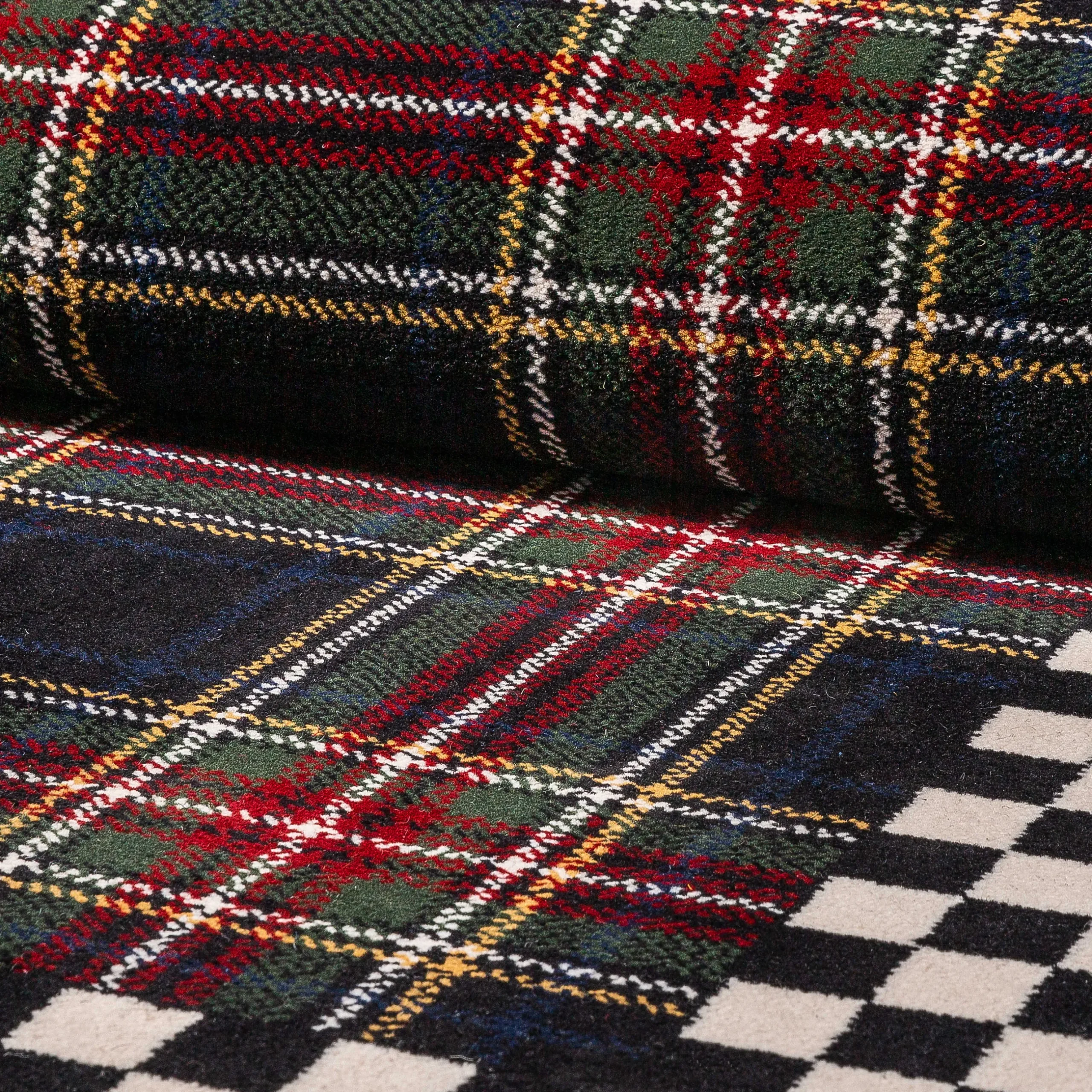 Holiday|Rugs|MacKenzie-Childs Black Stewart Tartan Rug - 2'3 x 3'9