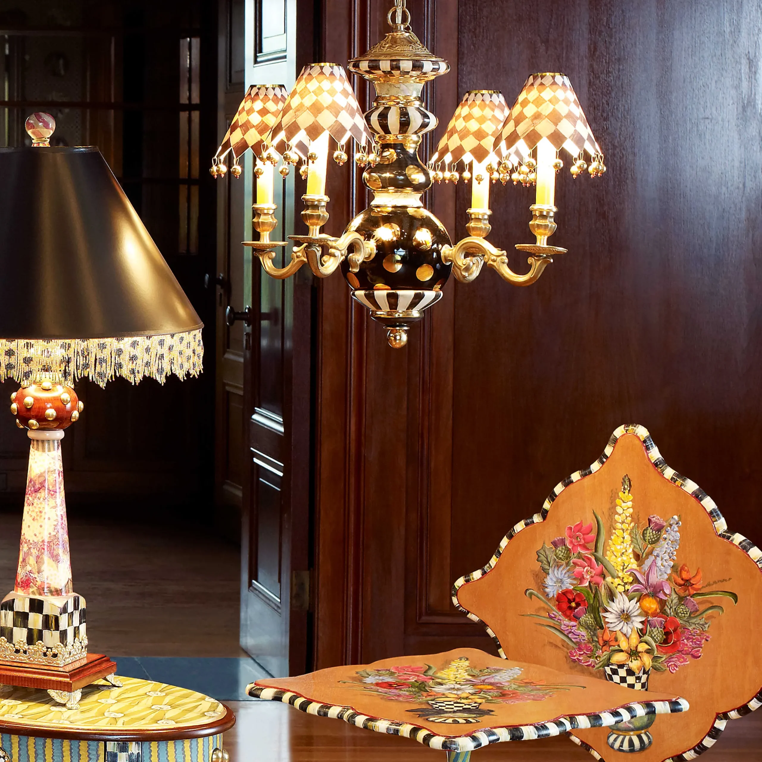 Lighting|MacKenzie-Childs Black Tie Chandelier
