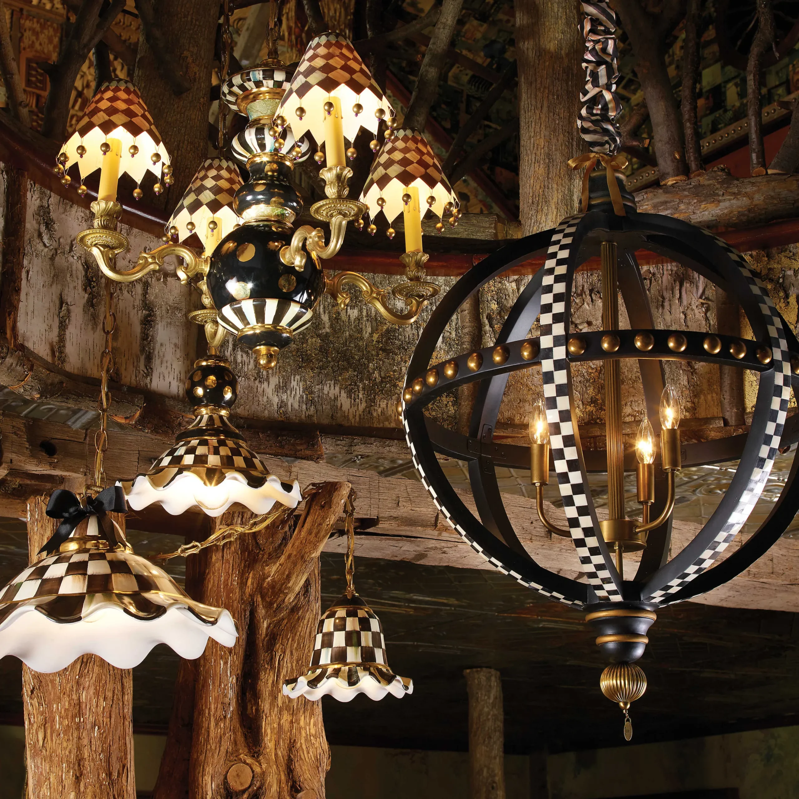 Lighting|MacKenzie-Childs Black Tie Chandelier