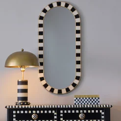 Room Accents|MacKenzie-Childs Black Tie Oval Wall Mirror