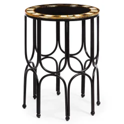 Living Room|MacKenzie-Childs Black Tie Round Accent Table