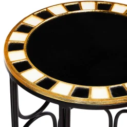 Living Room|MacKenzie-Childs Black Tie Round Accent Table