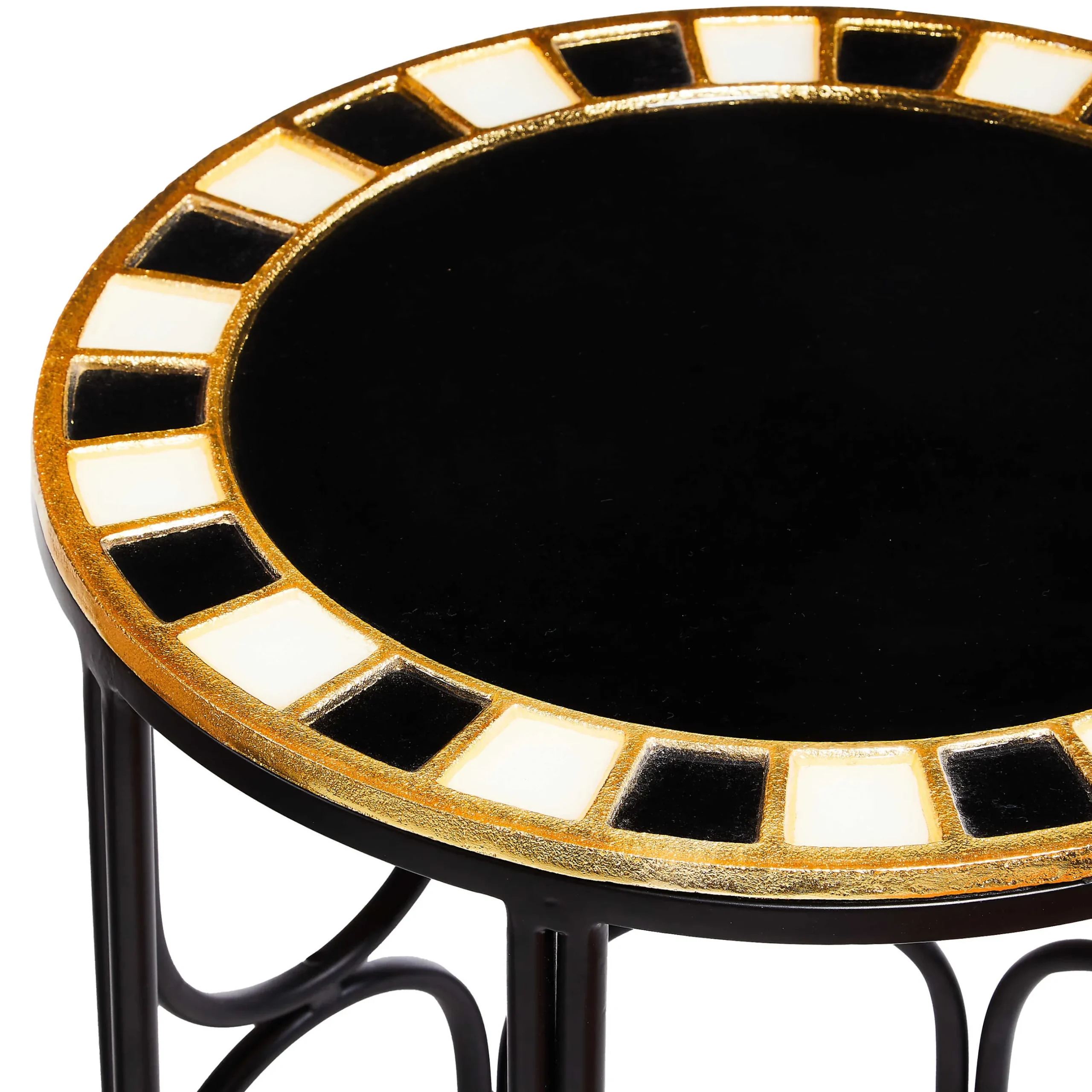 Living Room|MacKenzie-Childs Black Tie Round Accent Table