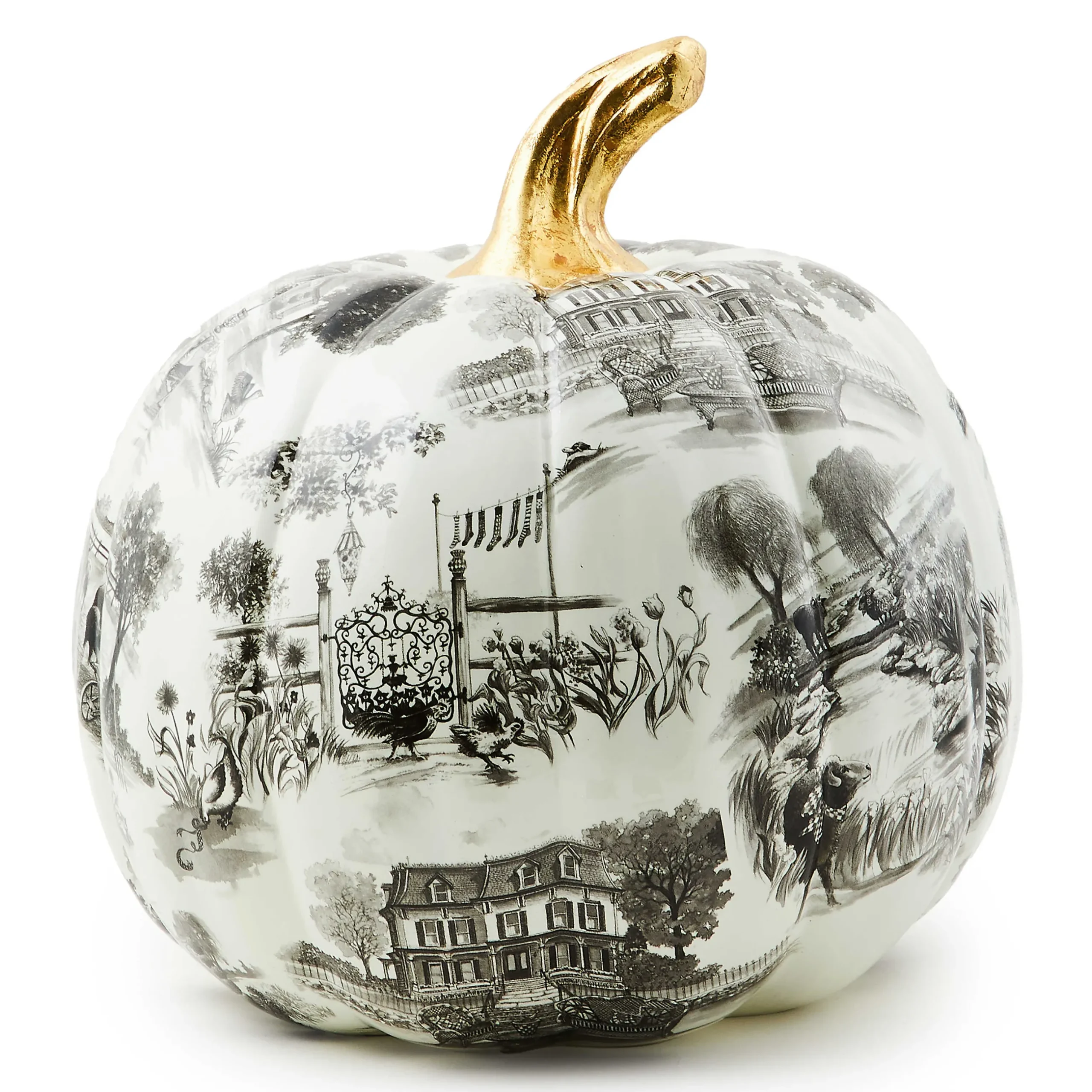 Pumpkins|Room Accents|MacKenzie-Childs Black Toile Large Pumpkin