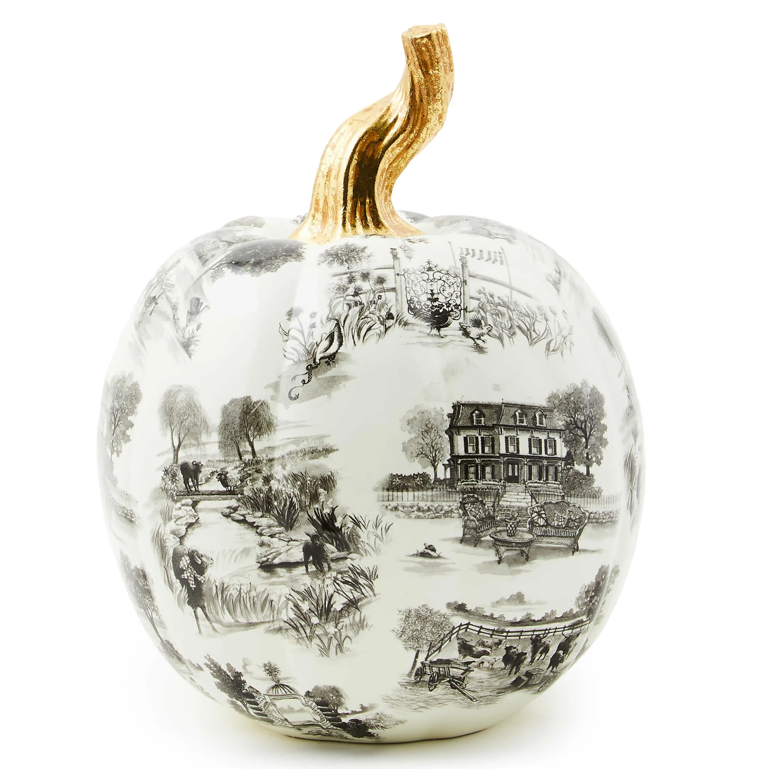 Pumpkins|Room Accents|MacKenzie-Childs Black Toile Small Pumpkin