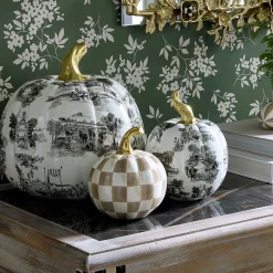 Pumpkins|Room Accents|MacKenzie-Childs Black Toile Small Pumpkin