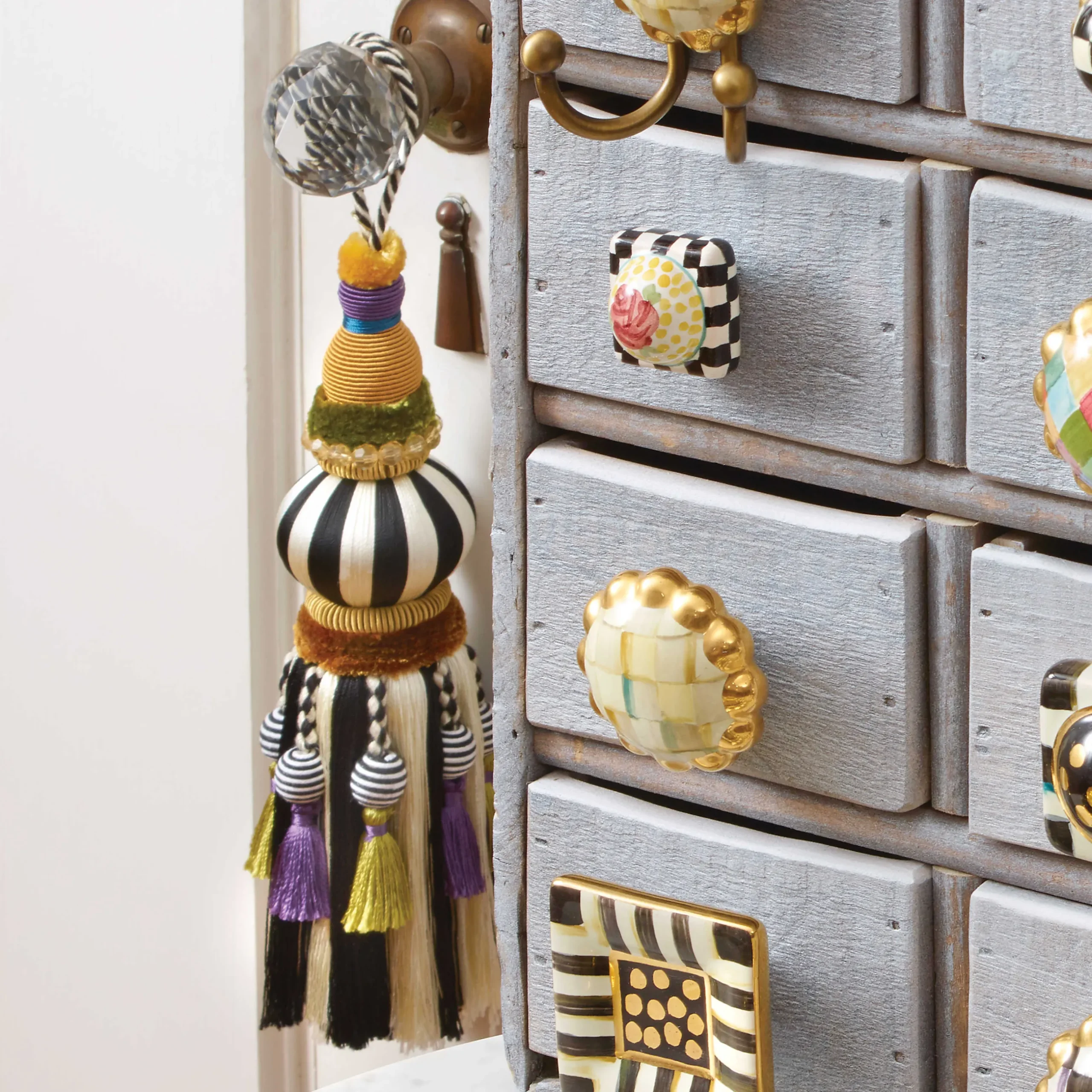 Room Accents|Finishing Touches|MacKenzie-Childs Black White Bibelot Tassel